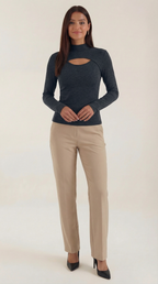 Barbara Chic Cutout Long-Sleeve Knit Top