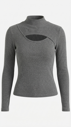 Barbara Chic Cutout Long-Sleeve Knit Top