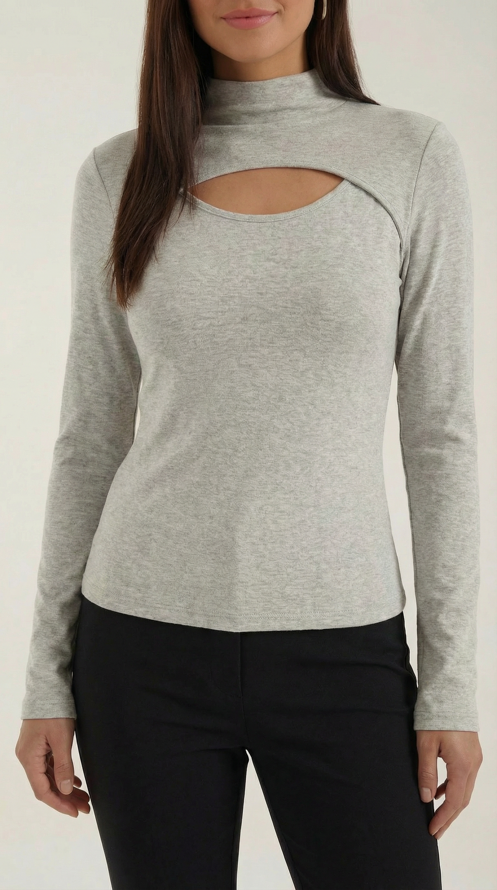Barbara Chic Cutout Long-Sleeve Knit Top