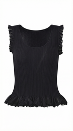 Carol Ribbed Knit Ruffle Top