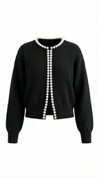 Caroline Pearl Trim Knit Cardigan