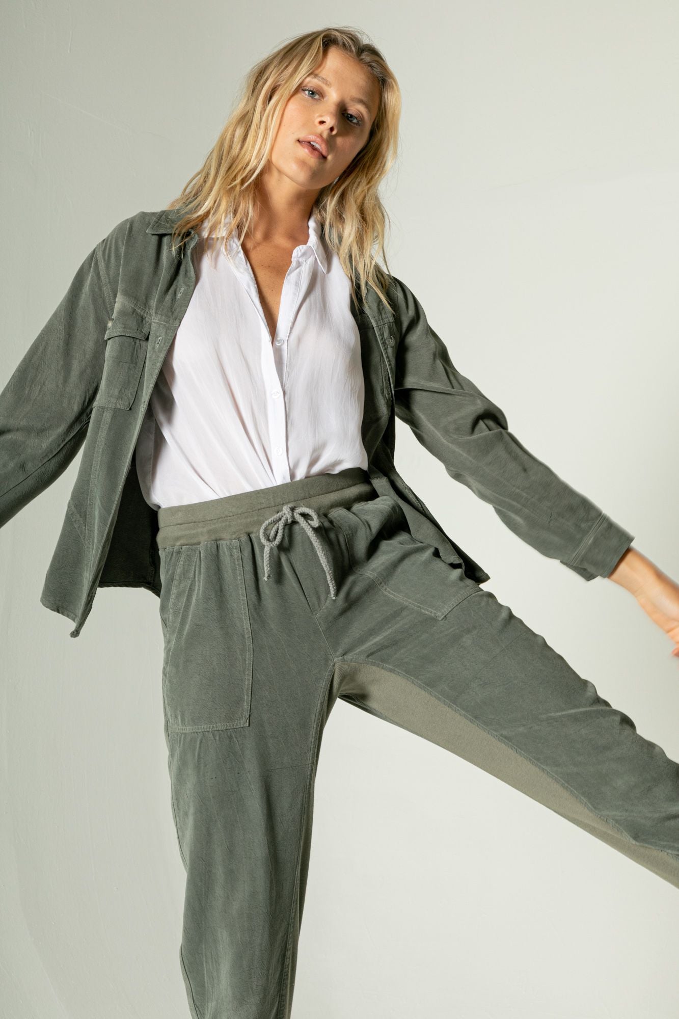 Mixed Media Drawstring Jogger