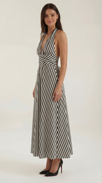 Sandra Striped V-neck Maxi Dress