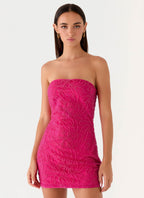 Dangerous Kind Beaded Mini Dress - Hot Pink