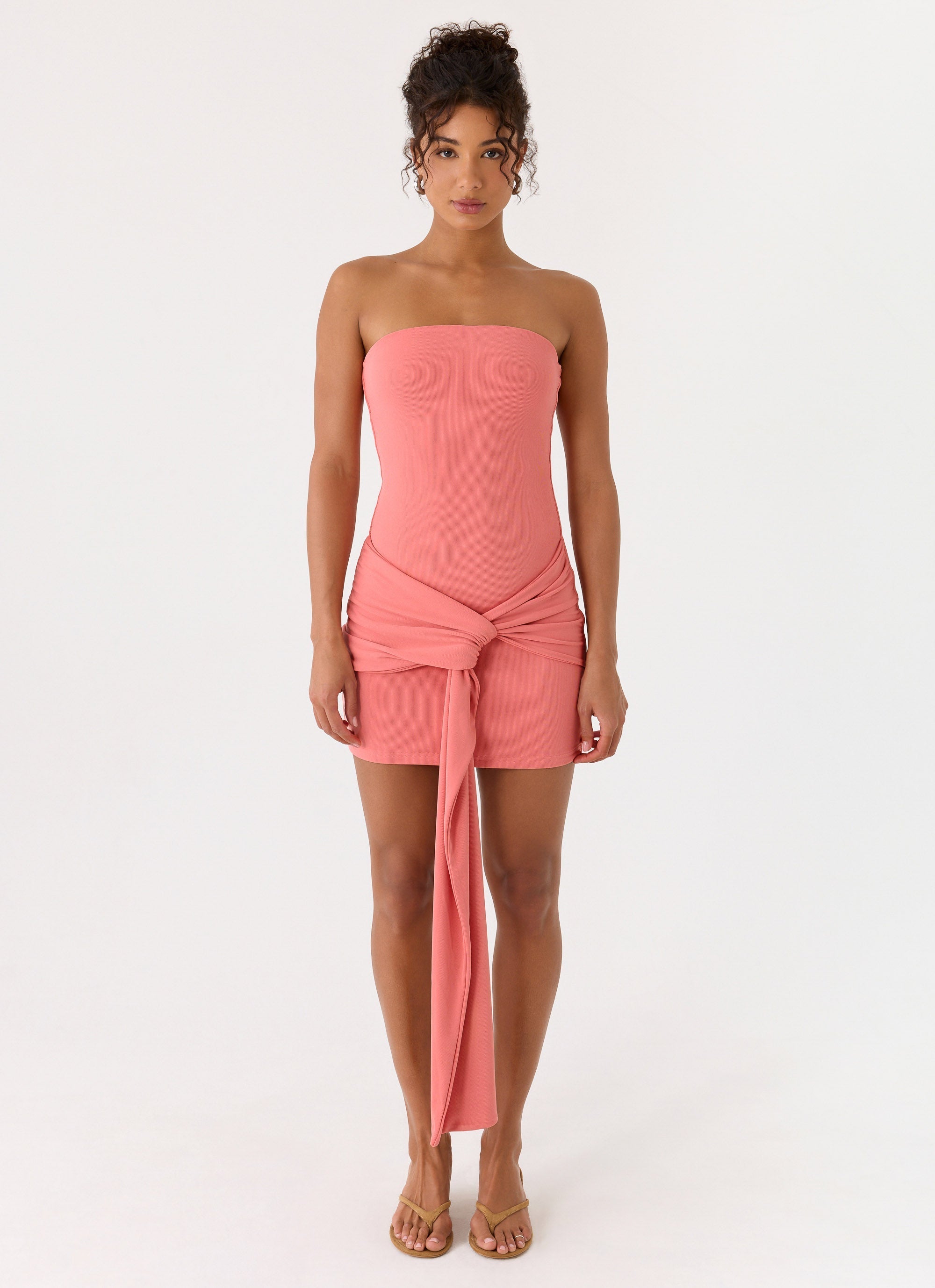 Jiliana Strapless Mini Dress - Coral