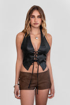 Leiah Vegan Leather Micro Shorts
