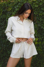 ROWAN Linen Low Rise Drawstring Shorts