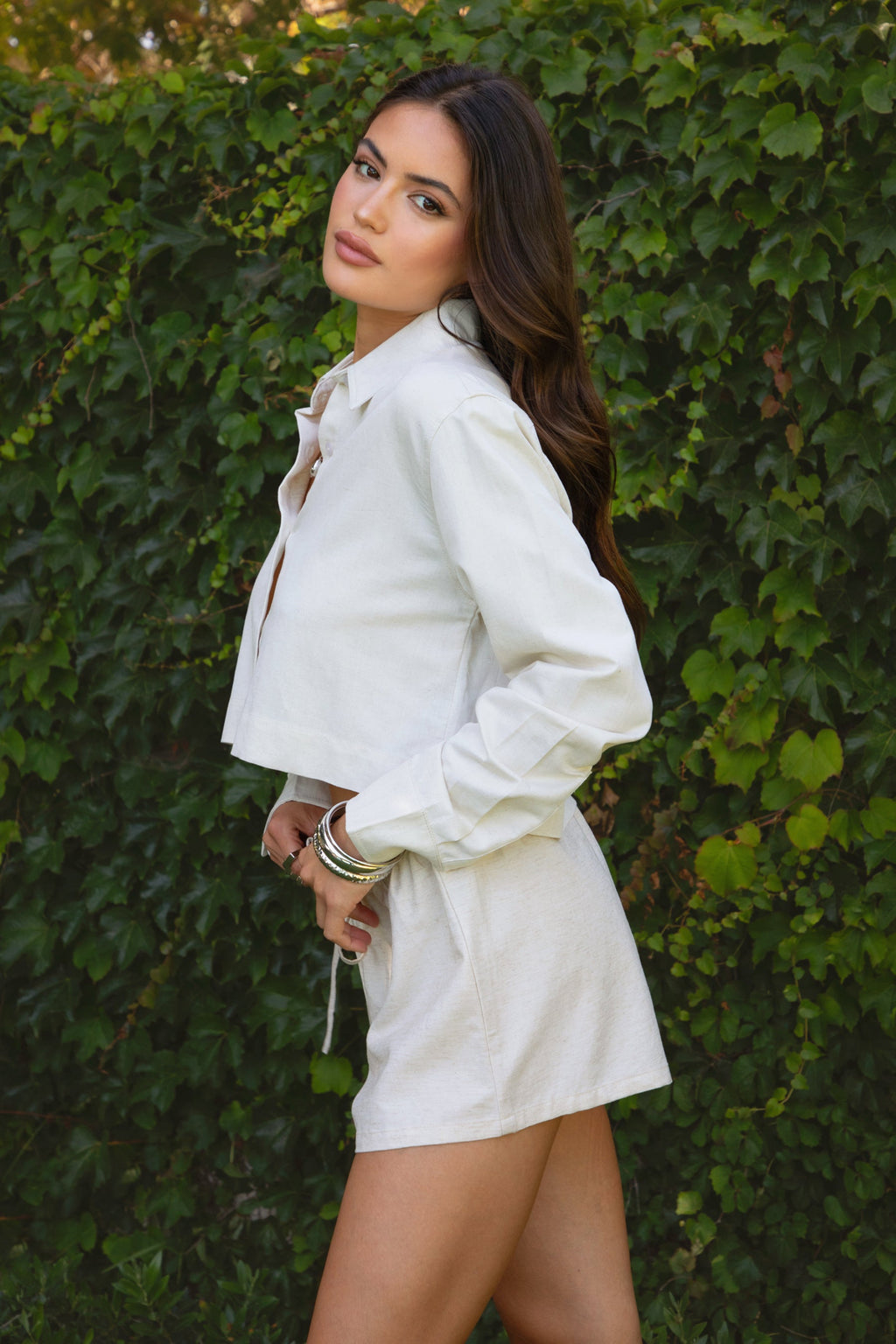 ROWAN Linen Low Rise Drawstring Shorts