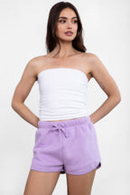 SHORTY Drawstring Waist Plush Fleece Track Mini Shorts