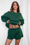 SHORTY Drawstring Waist Plush Fleece Track Mini Shorts