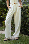 CAMBRIDGE Mid Rise Linen Wide Leg Pants