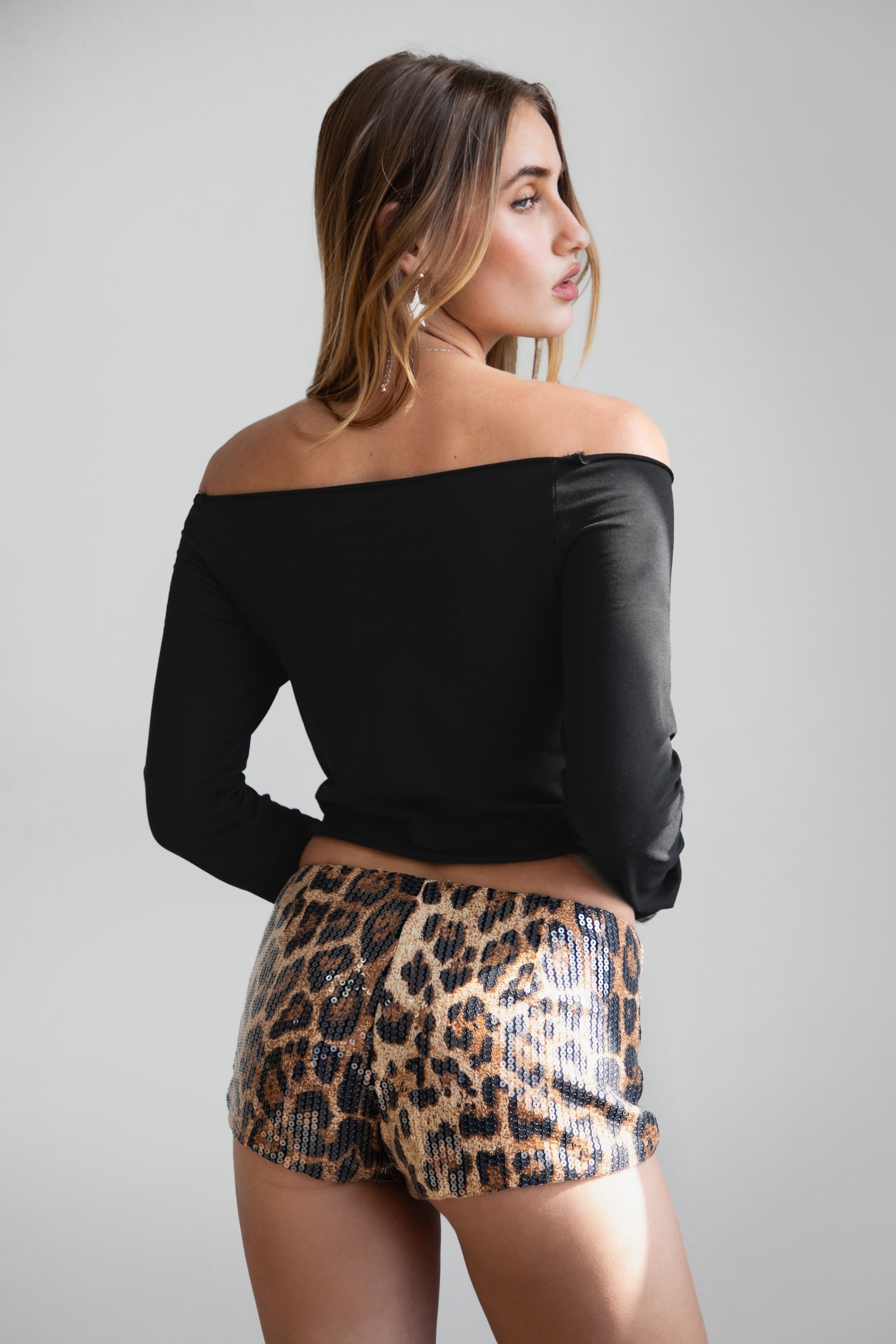 Cheetah Leopard Print Sequin Micro Shorts