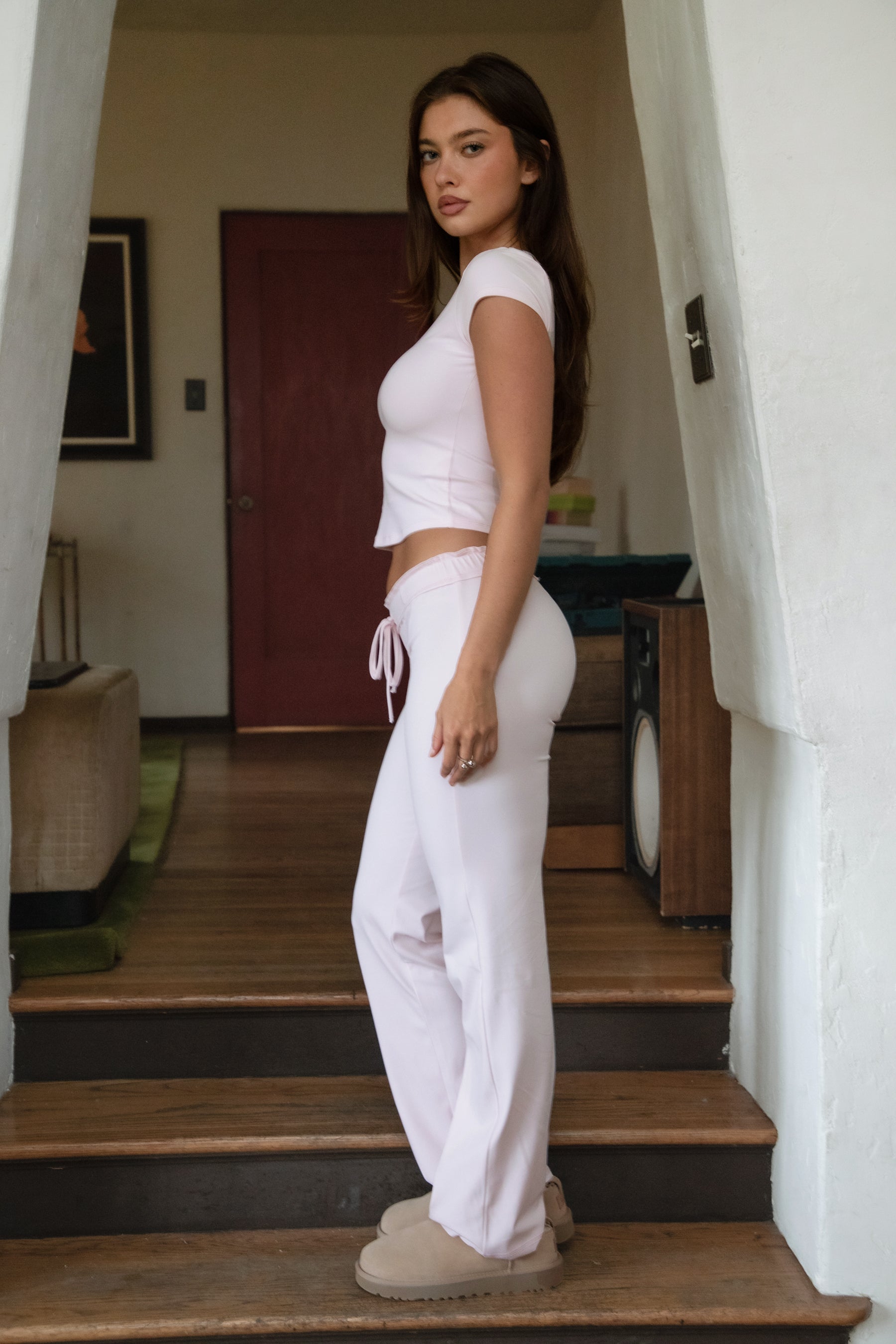 NYLEE Soft Span Jersey Yoga Wide Leg Pants