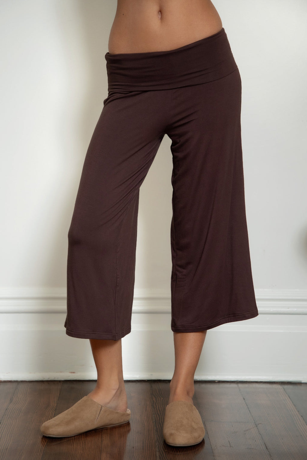 SORA Fold Over Low Rise Wide Leg Leggings