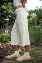 SORA Fold Over Low Rise Wide Leg Leggings