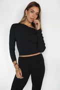 MARCELLE Asymmetric Off-The-Shoulder Long Sleeve Top