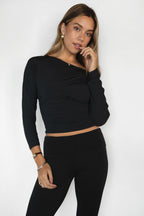 MARCELLE Asymmetric Off-The-Shoulder Long Sleeve Top