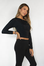 MARCELLE Asymmetric Off-The-Shoulder Long Sleeve Top