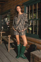 BAYOU Dark Camo Cloud Fleece Mid Rise Shorts