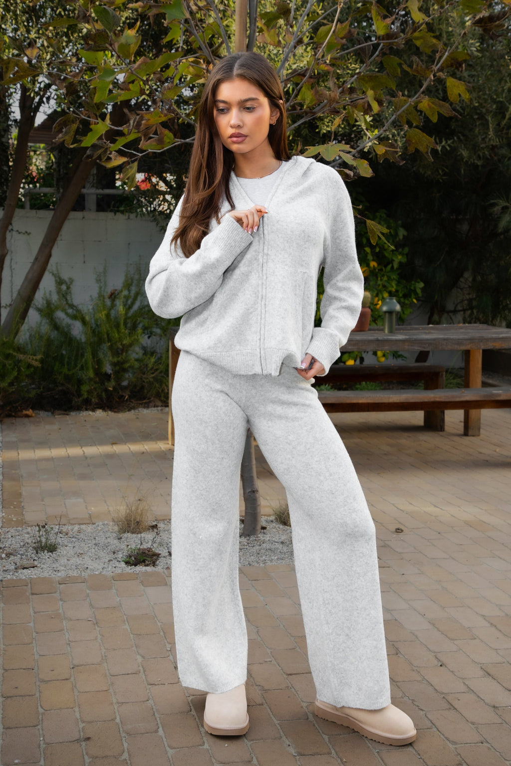 MALORA Sweater Knit Wide Leg Lounge Pants