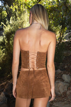 MAPLE Faux Suede Embroidered Western Mini Skirt