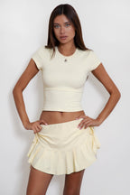 NYLEE Soft Span Stretch Ruffled Mini Skort