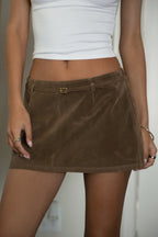 SLOANE Faux Suede Belted Mini Skirt