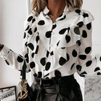 Chic Leopard & Polka Dot Long Sleeve Blouse for Women