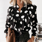 Chic Leopard & Polka Dot Long Sleeve Blouse for Women