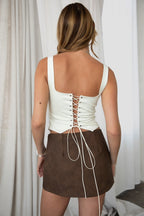 JESSIE Embroidered Suede Corset Top