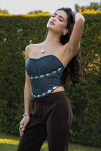 Glendora Distressed PU Leather Corset Top