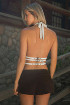 INDIE Split Front Studded Open Back Halter Top