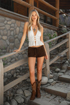INDIE Split Front Studded Open Back Halter Top