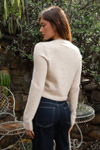 RIEV Cropped Knit Ribbon Tie Cardigan