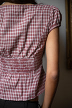 DARIS Gingham Puff Sleeve Cropped Top