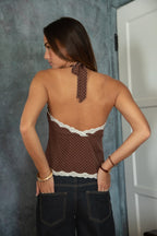 KACIE Polka Dot Halter Cami Top