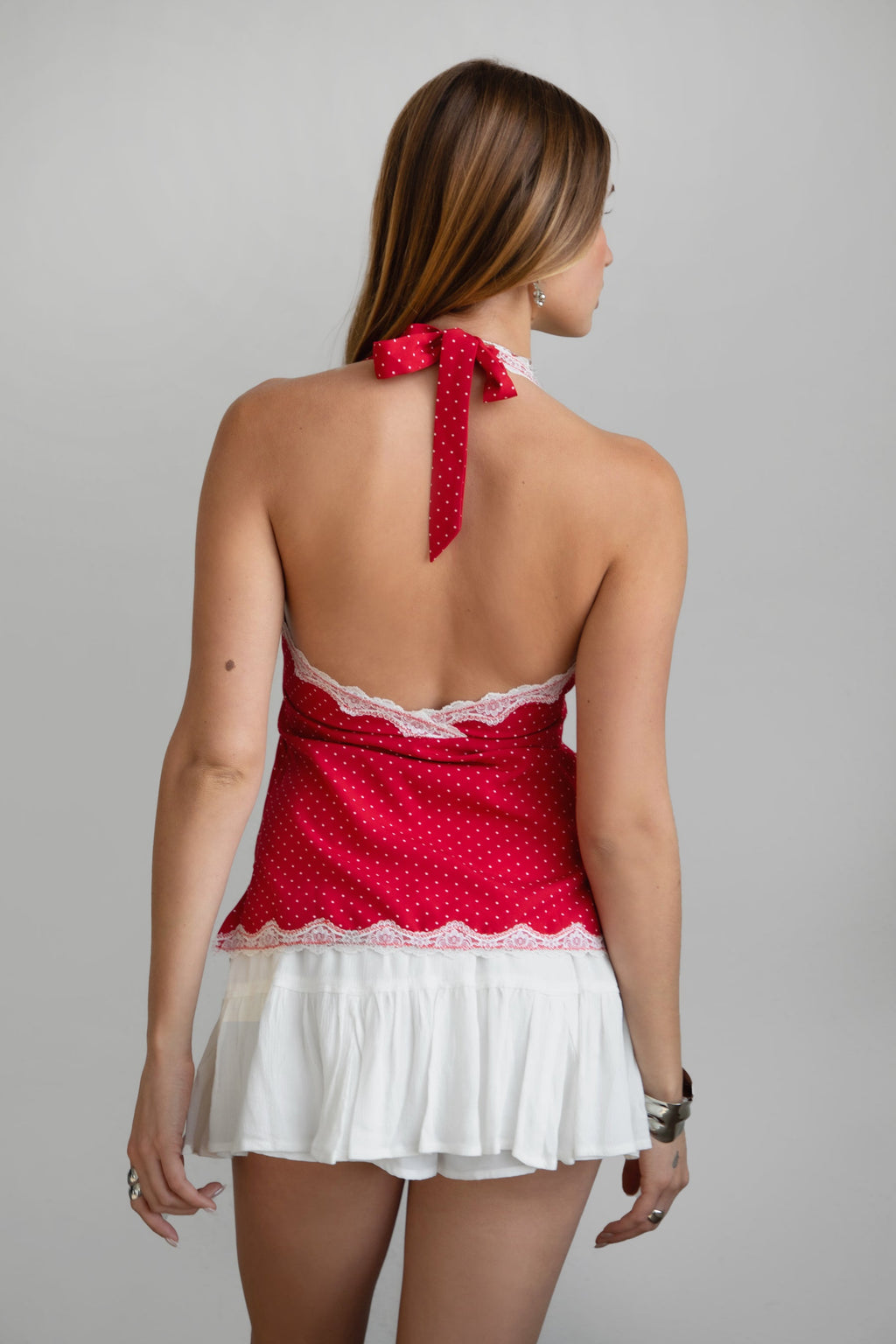 KACIE Polka Dot Halter Cami Top