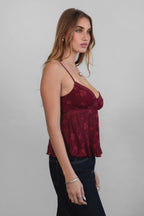 LAURIEL Embroidered Mesh Cami Top