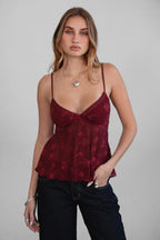LAURIEL Embroidered Mesh Cami Top