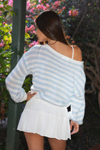 PAISEY Striped Sweater Knit Off The Shoulder Sweater