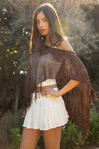 SOLENA Crystal Sequin Crochet Cape