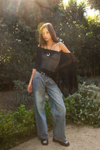 SOLEI Lightweight Sheer Sweater Knit Cape