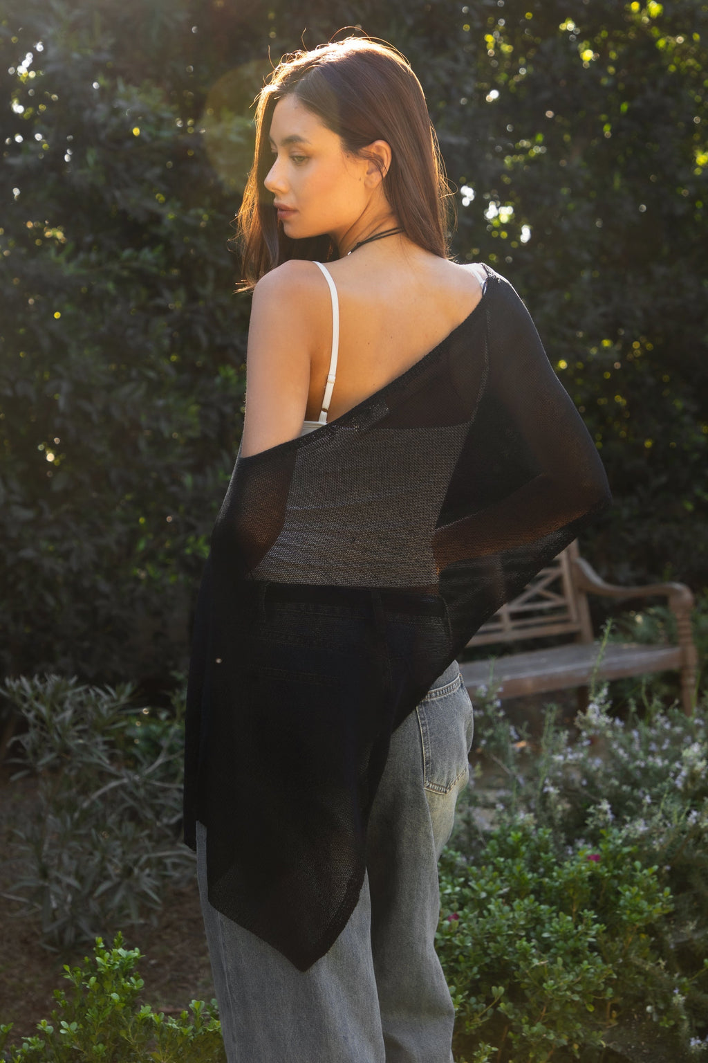 SOLEI Lightweight Sheer Sweater Knit Cape
