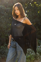 SOLEI Lightweight Sheer Sweater Knit Cape