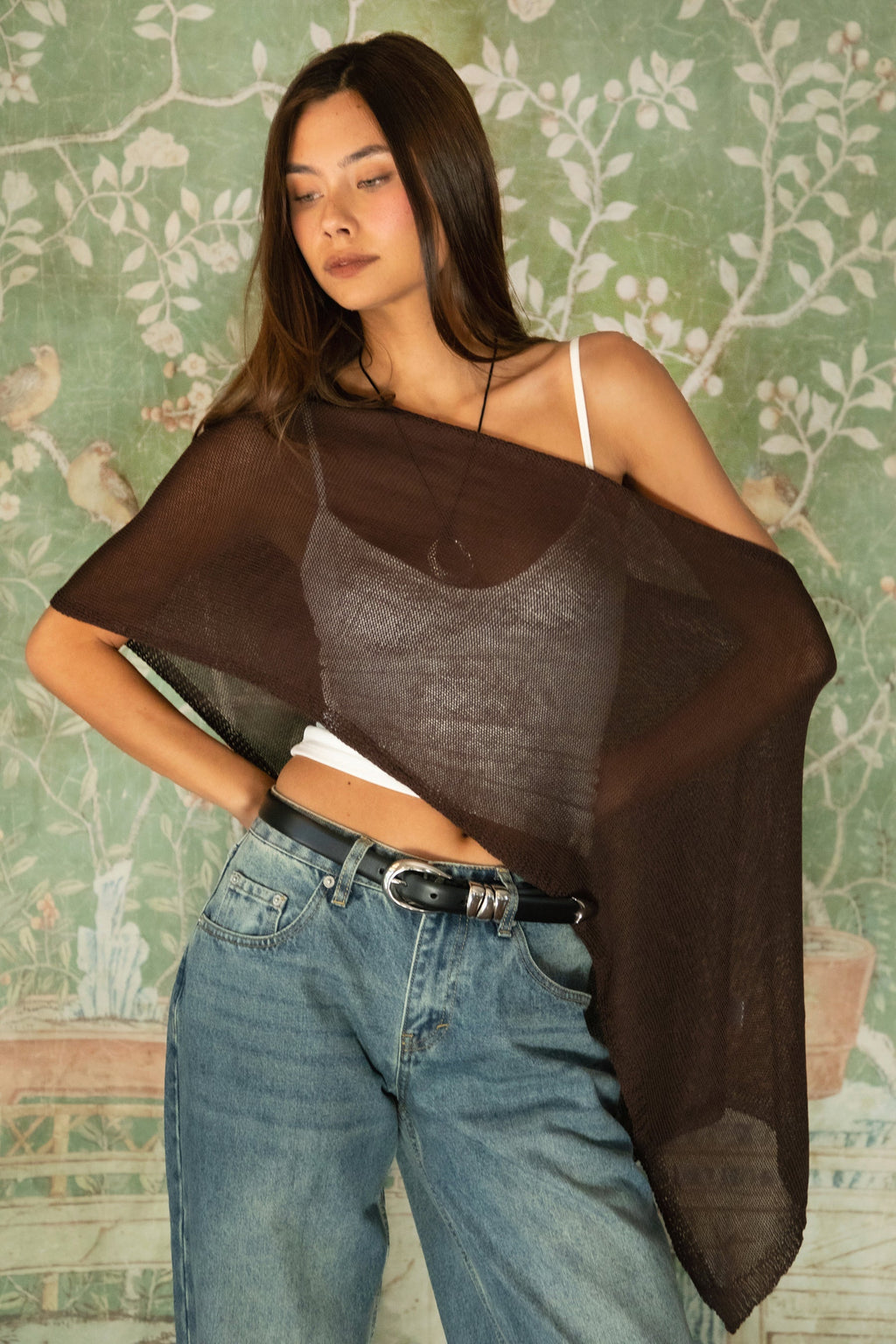 SOLEI Lightweight Sheer Sweater Knit Cape