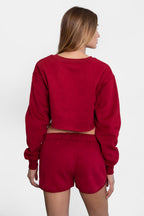 SHORTY Drawstring Waist Plush Fleece Track Mini Shorts