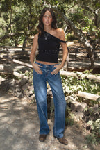SHANTAL Asymmetrical Neckline One Shoulder Top