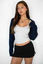 ROMIE V-Neck Spaghetti Strap Picot Trim Tank Top