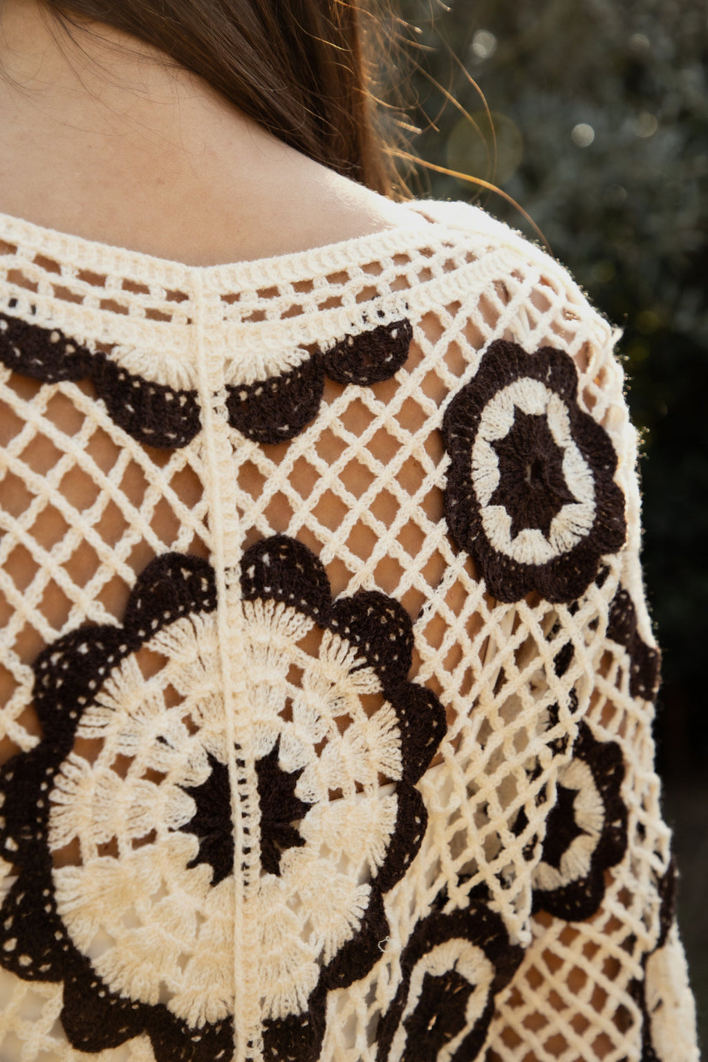 SOLANDRA Crochet Flower Pattern Cardigan Top