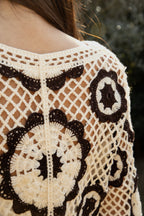SOLANDRA Crochet Flower Pattern Cardigan Top